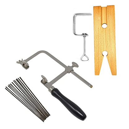 Megacast 3 in 1 Professional Jeweler's Saw Set Saw Frame 144 Blades Wooden Pin Clamp Wood Metal - WoodArtSupply