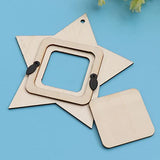 SEWACC 10pcs Mini Photo Frame Unfinished Wooden Picture Frame DIY Hanging Photo Frame Five-Pointed Star Shape Photo Frame for Home Decoration SEWACC