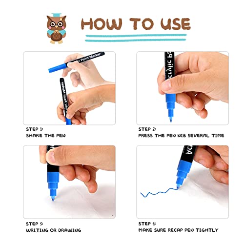 Acrylic Paint Pens for Rock Painting,Set of 24 Extra Fine Point Non-toxic Acrylic Paint Pen Paint Markers for Stone,Ceramic,Glass,Wood,Canvas,Fabrics JanFeel