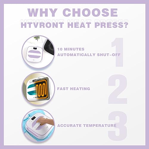 HTVRONT Heat Press Machine for T-Shirts, Portable Heat Press 10"X10", Iron Press for Sublimation and HTV Vinyl Shirt Press Machine for Hat, Bags, - WoodArtSupply