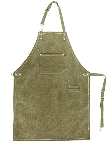 Tobyan No-Tie Canvas Apron Heavy-Duty 16OZ Work Apron with Front Pocket Extra Long Straps Adjustable M–XXL Tobyan