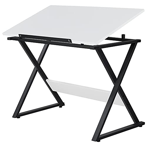 Yaheetech Adjustable Drawing Tables Drafting Desk with P2 Tiltable Tabletop for Reading, Writing,Studying Art Craft Work Station - WoodArtSupply