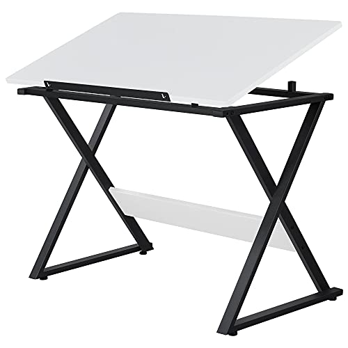 Yaheetech Adjustable Drawing Tables Drafting Desk with P2 Tiltable Tabletop for Reading, Writing,Studying Art Craft Work Station