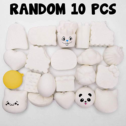 WATINC Random 10 Pcs DIY Squeeze Toys Cream Scented Kawaii Simulation Lovely Toy Medium Mini Soft Food Squeeze Bread Toys Keychains, Phone Straps, WATINC