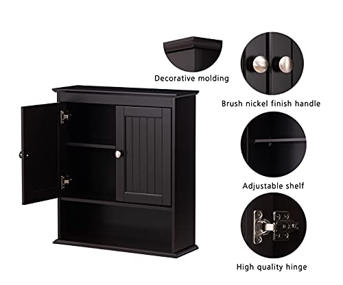 Spirich Bathroom Cabinet Wall Mounted, Wood Hanging Cabinets with Doors and Shelves, Medicine Cabinet Over The Toilet, Espresso Spirich