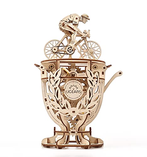 UGEARS Automaton Cyclist 3D Puzzle - Self-Assembly 3D Wooden Puzzles Idea Classic Tour De France Cup Bicycle Wood Model Kit - Creative 3D Puzzles for UGEARS