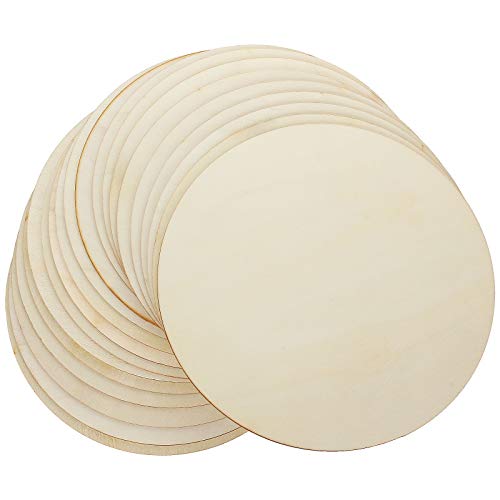 20 Pack 10 inch Wood Circles for Crafts, CertBuy Unfinished Wood Rounds Wooden Cutouts for Door Hanger, Painting Crafts, Door Design, Wood Burning, CH