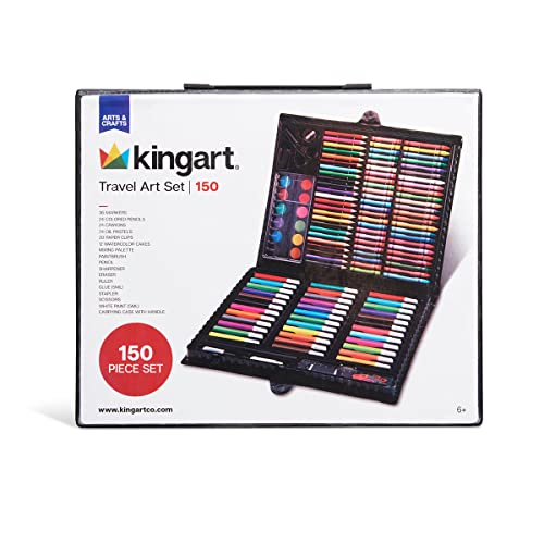 KINGART Arts & Crafts Deluxe Art Set, Portable Case, 150 Unique Pieces - WoodArtSupply