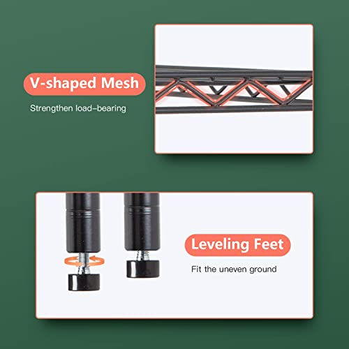 14" D×36" W×72" H Wire Shelving Unit Commercial Metal Shelf with 5 Tier Adjustable Layer Rack Strong Steel for Restaurant Garage Pantry Kitchen FDW