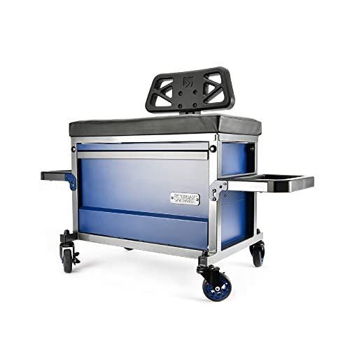 URBANTRANSIT The Beast Heavy Duty Shop Stool with Backrest - 500 Lb Capacity Rolling Stool for the Garage with Tool Storage, Cupholder and 360 Degree URBANTRANSIT