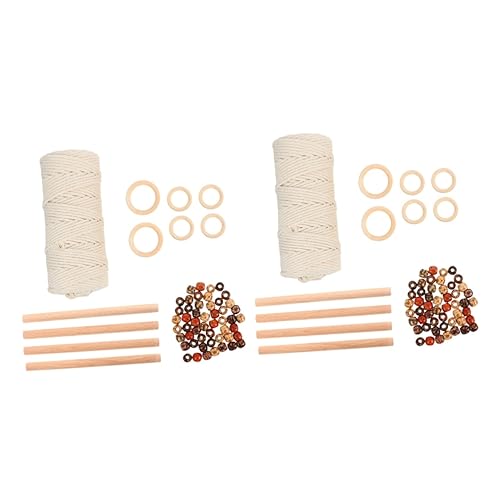 EXCEART 2 Sets Tapestry DIY Accessories Macrame Kit Plant Unfinished Wood Circles Macrame Making Kit Cotton Cord Kit DIY Wall Hanging Craft Cotton EXCEART