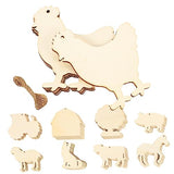 Anneome 45pcs Farm Animal Wood Piece Animal Wood Cutouts Wood Flowers Farm Animals Wooden Cutouts Craft Wood Rustic Wedding Decor Wood Toy Unfinished Anneome