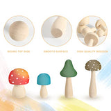 SAVITA 12pcs Unfinished Wooden Mushrooms, Cute Smooth Natural Wooden Mushrooms to Paint for DIY Crafts Decorations Making (6 Models) SAVITA