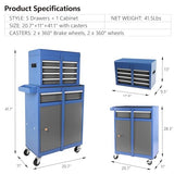 Fulvari Large Rolling Tool Chest,5-Drawer Tool Boxes On Wheels with Organizer Bins,Mobile Steel Detachable Tool Cabinet with Hooks,Adjustable Shelf & Fulvari