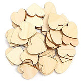Vosarea 50pcs Wooden Hearts Slices Blank Unfinished Wooden Discs Cutout Pieces Embellishments for Scrapbooking Wedding Table Scatter DIY Arts Craft VOSAREA