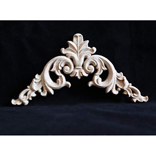 LIOOBO Home Decoration 4pcs Wood Carved Onlay Applique Unpainted Rose Flower Applique for DIY Craft Door Home Furniture Decoration 15cm Corner LIOOBO