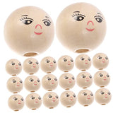 VILLCASE 50pcs Doll Wooden Beads Round Smile Beads Funny Wood Beads Jewelry Beads Circle Beads Decked Accessories Beads for Unfinished Wood Beads VILLCASE