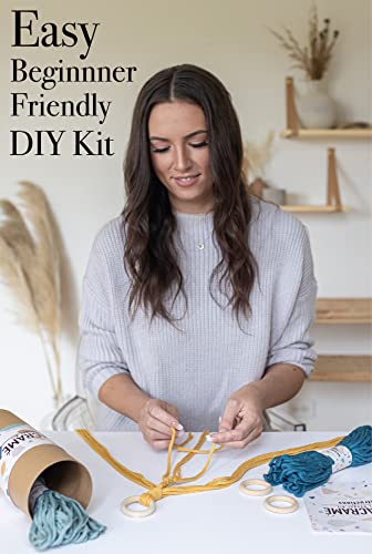 Macrame Kit, Makes 3 DIY Plant Hangers for Teens & Adult Beginners, Craft Supplies for Boho Art Project-3 Custom Color Macrame Cord, Wooden Rings & - WoodArtSupply