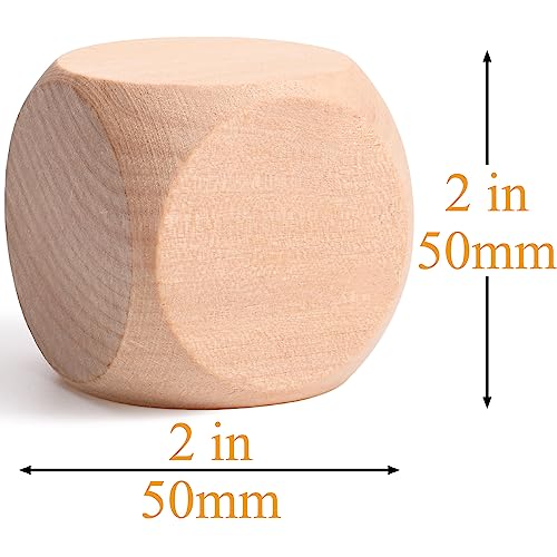 Blank Wooden Dice 2 inch 10PCS Unfinished Square Blocks 50mm Small Wood Cubes with Rounded Corners for DIY Craft Projects Ourtroness