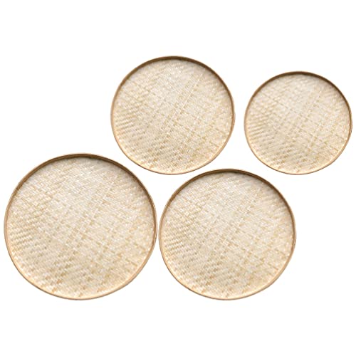 VOSAREA 4pcs Bamboo Woven Storage Plate Serving Tray Arts and Crafts Organizer Bamboo Weaving Art Painting Hanging Ornament VOSAREA
