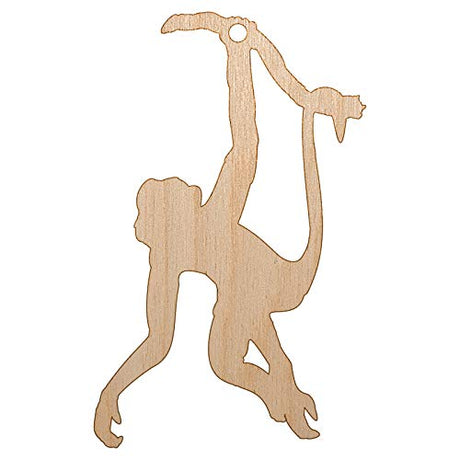 Monkey Hanging from Tree Solid Unfinished Craft Wood Holiday Christmas Tree DIY Pre-Drilled Ornament Sniggle Sloth