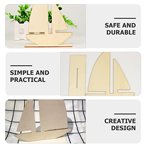 EXCEART Ocean Decor Kids Beach Toys 10Pcs Unfinished Wooden Boat Cutout, Wood Boat Ship Decoration to Paint for Arts Crafts DIY Projects Home Party