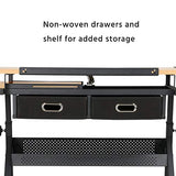 Yaheetech Height Adjustable Drafting Table Drawing Table Artist Desk Tilting Tabletop Art Craft Desk Watercolor Paintings Sketching Work Station w/2 Yaheetech