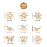 Abaodam 100pcs Wooden Embellishments Flower Butterfly Birds Shape Wooden Cutouts Wooden Scrapbooking DIY Handmade Crafts Table Confetti Rustic Wooden Abaodam