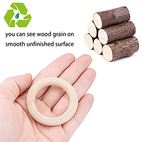 30 Pcs Wooden Rings for Craft, 55mm/2.2inch, Natural Wood Rings for Macrame Pendant Connectors,Jewelry Making, Decor DIY Craft Modpion
