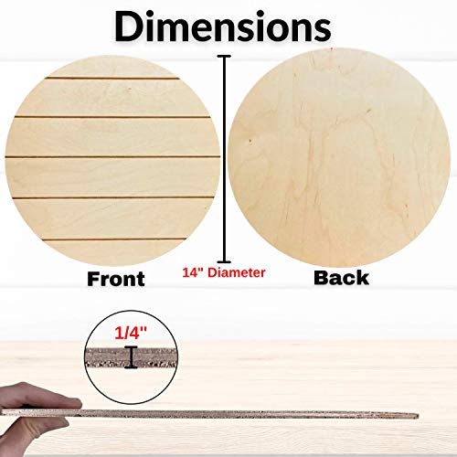 Unfinished Wood Rounds for Crafts - 2 Pack of 14 Inch Diameter Reversible Wood Circles with Real Wood Veneer That Will Not Warp, Wood Slices with CADE + KAI