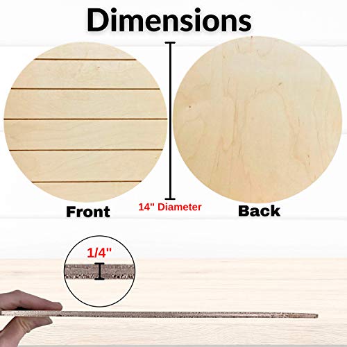 Unfinished Wood Rounds for Crafts - 2 Pack of 14 Inch Diameter Reversible Wood Circles with Real Wood Veneer That Will Not Warp, Wood Slices with
