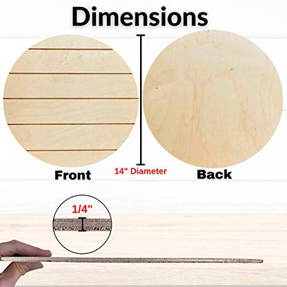 Unfinished Wood Rounds for Crafts - 2 Pack of 14 Inch Diameter Reversible Wood Circles with Real Wood Veneer That Will Not Warp, Wood Slices with - WoodArtSupply