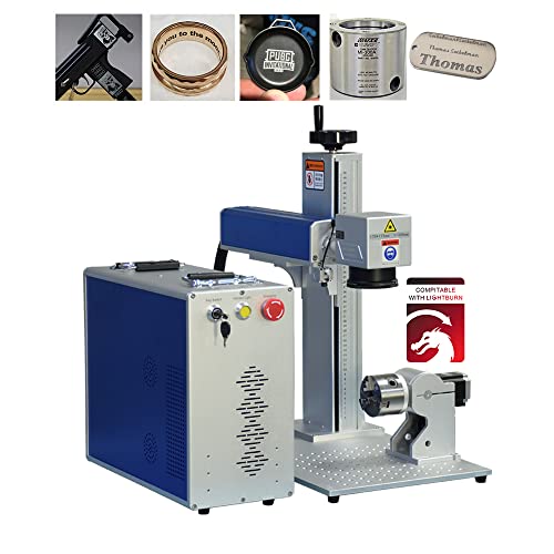 US Stock 50W JPT Fiber Laser Engraver Machine Fiber Laser Marking Machine Engraving Machine 175×175mm Lens with Rotary Axis Compitable with Lightburn - WoodArtSupply