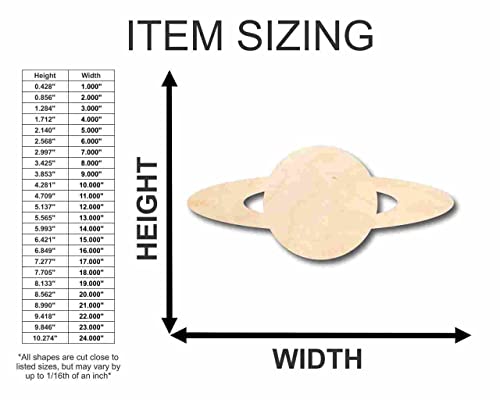 Unfinished Wood Saturn Shape - Solar System - Planet - Space - Craft - up to 24" DIY 7" / 1/4" 24 Hour Crafts