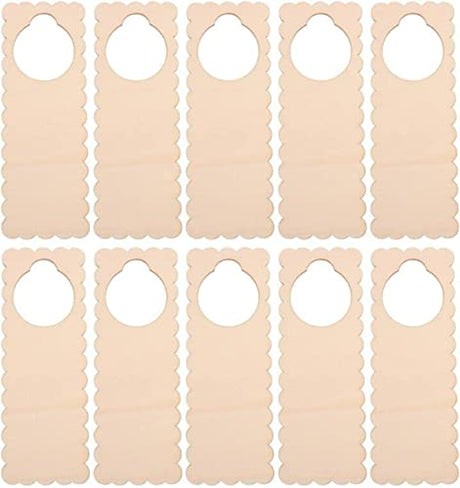 10pcs Unfinished Wooden Door Knob Hanger Blank Wood HangingTags Wooden Door Knob Signs for DIY Craft Home Office Decoration - D koTTIYA