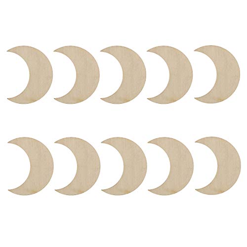 JANOU 20pcs Moon Wood Cutouts DIY Craft Embellishments Gift Unfinished Wood Ornaments Decoration JANOU