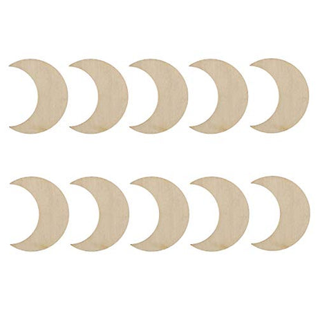 JANOU 20pcs Moon Wood Cutouts DIY Craft Embellishments Gift Unfinished Wood Ornaments Decoration JANOU