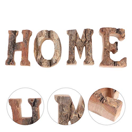 VOSAREA 4pcs Home Letter Ornaments Wooden Home Ornament Wooden Cutout Letters Wood Wall Sign Decoration Tabletop Wooden Letter a Decor Wedding Signs VOSAREA