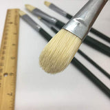 XDT#6385 Filbert Artist Paint Brush 6 Piece Set Medium Stiff Hog Bristle Extra Long Handle #2#4#6#8#10#12, Acrylic Oil Watercolor - WoodArtSupply