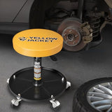YELLOW JACKET Rolling Mechanics Seat, 250 LBS Capacity Heavy-Duty Pneumatic Adjustable Garage Stool with Tool Tray YELLOW JACKET