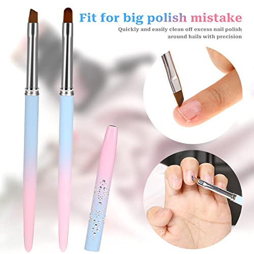 Sliverdew Nail Art Clean Up Brush, 2Pcs Round&Angled Nail Polish Clean Up Brush for Cleaning Fingernails, Professional Nail Painting Brushes for Nail - WoodArtSupply