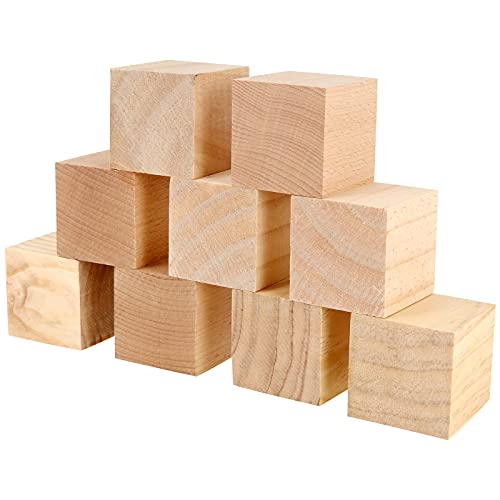 FUNSUEI 50 Pcs 2 inch Wooden Cubes, Unfinished Wood Blocks, Wood Blocks for Crafts, Carving, DIY Projects