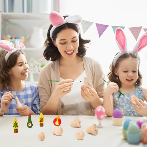 Bluedale 20 Pcs Wooden Christmas Trees Ornaments for Crafts, Natural Unfinished Wood Ornaments, Xmas DIY Arts Painting Holiday Hanging Decorations in Bluedale