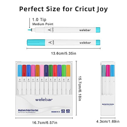 Welebar 1.0 Tip Medium Point Pens for Cricut Joy/Xtra, 36 Pack Assorted Marker Pens for Drawing, Writing, Compatible with Cricut Joy Machines