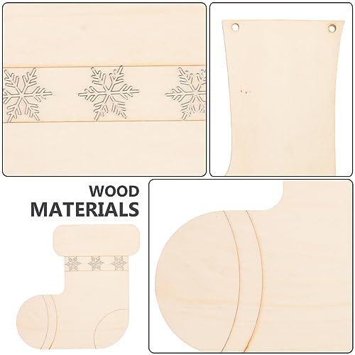 BESTOYARD 3pcs Socks Tag Decor Wood Slices for DIY Wood Chip for DIY Blank Wood Chip Unfinished Wood Chip Unfinished Wood Slices Sock DIY Wood