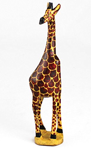 African Art 12" Hand Carved Wooden Giraffe Sculpture Statue - Made in Kenya - WoodArtSupply