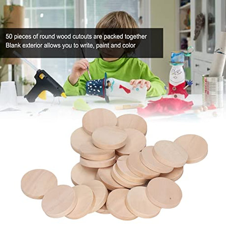 50Pcs Wood Slices 30mm/1.2inch Unfinished Round Wooden Discs Wooden Circle Wooden Tag Wood Blank for Painting Coloring DIY HERCHR