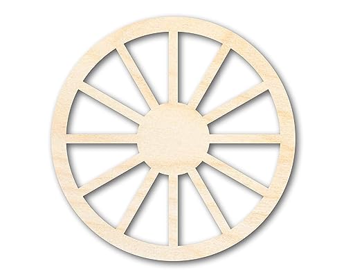 Unfinished Wood Wagon Wheel Shape | Rustic Farmhouse | DIY Craft Cutout | Up to 24" 10" / 3/4" 24 Hour Crafts
