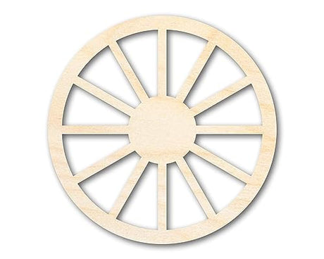 Unfinished Wood Wagon Wheel Shape | Rustic Farmhouse | DIY Craft Cutout | Up to 24" 10" / 3/4" 24 Hour Crafts