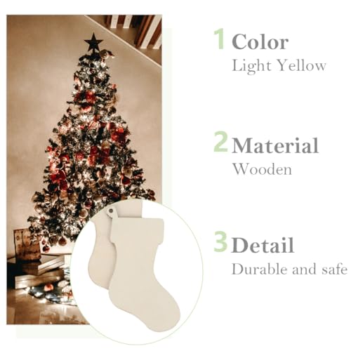 ARTIBETTER 50pcs Wooden Stocking Cutouts Unfinished Christmas Ornaments Hanging Pendant Christmas Stocking for DIY Crafts Decoration,Christmas Tree ARTIBETTER
